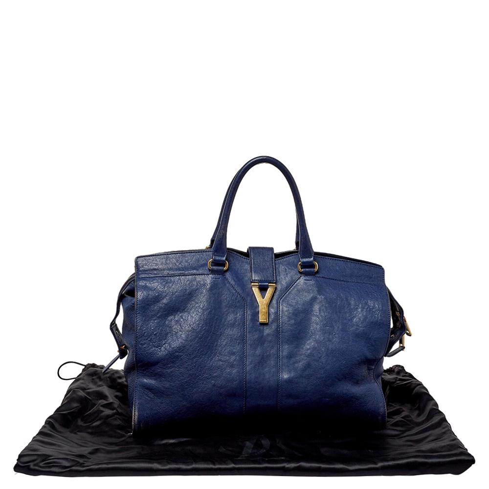 Yves Saint Laurent Navy Blue Leather Large Cabas Cabas Y-Ligne Tote 3