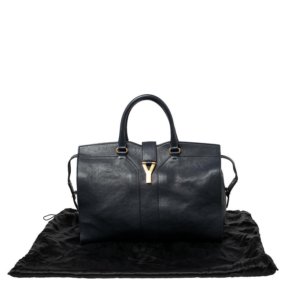 Yves Saint Laurent Navy Blue Leather Large Y Cabas Chyc Tote 3