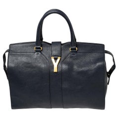 Yves Saint Laurent Navy Blue Leather Large Y Cabas Chyc Tote