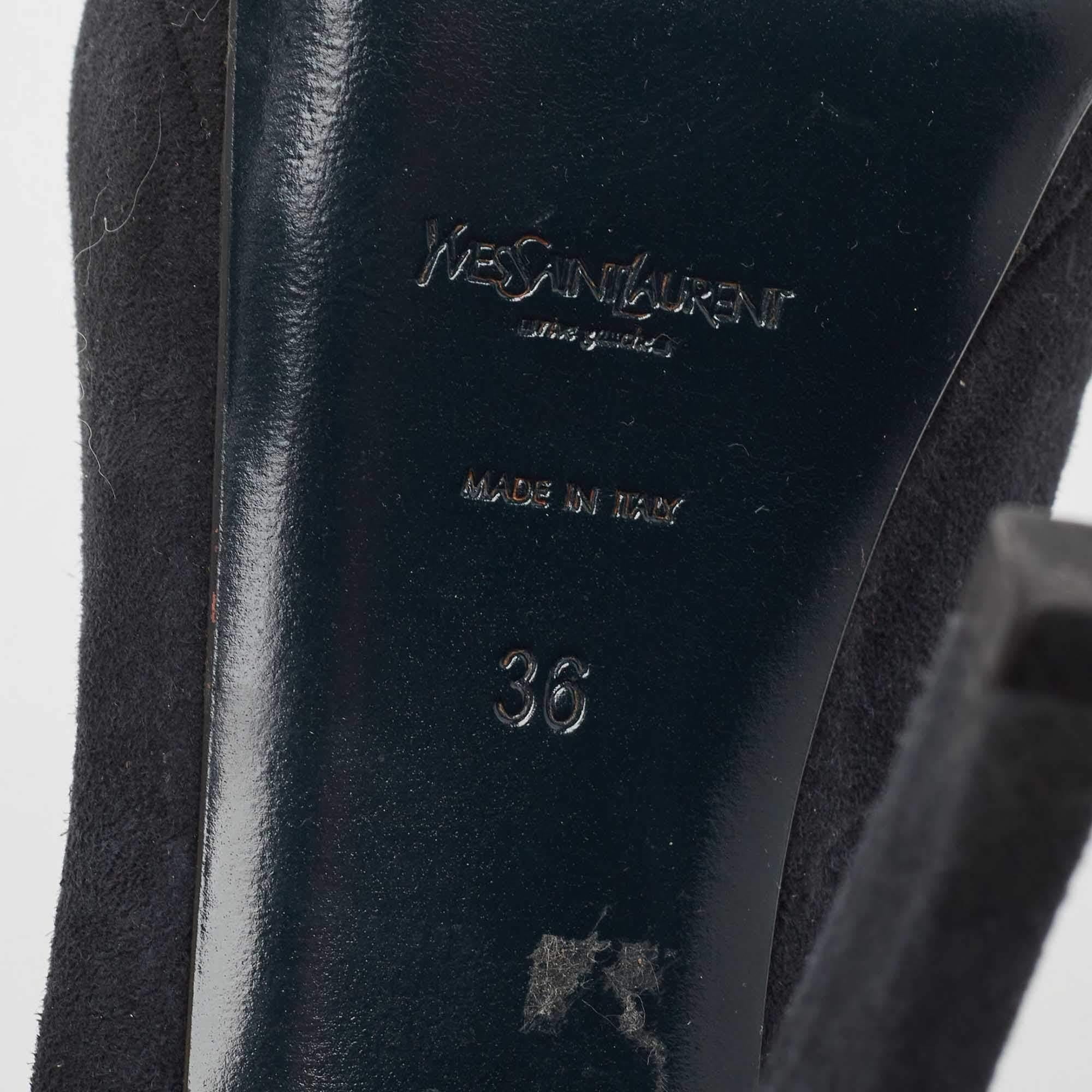 Yves Saint Laurent Navy Blue Suede Tribtoo Pumps Size 36 For Sale 3
