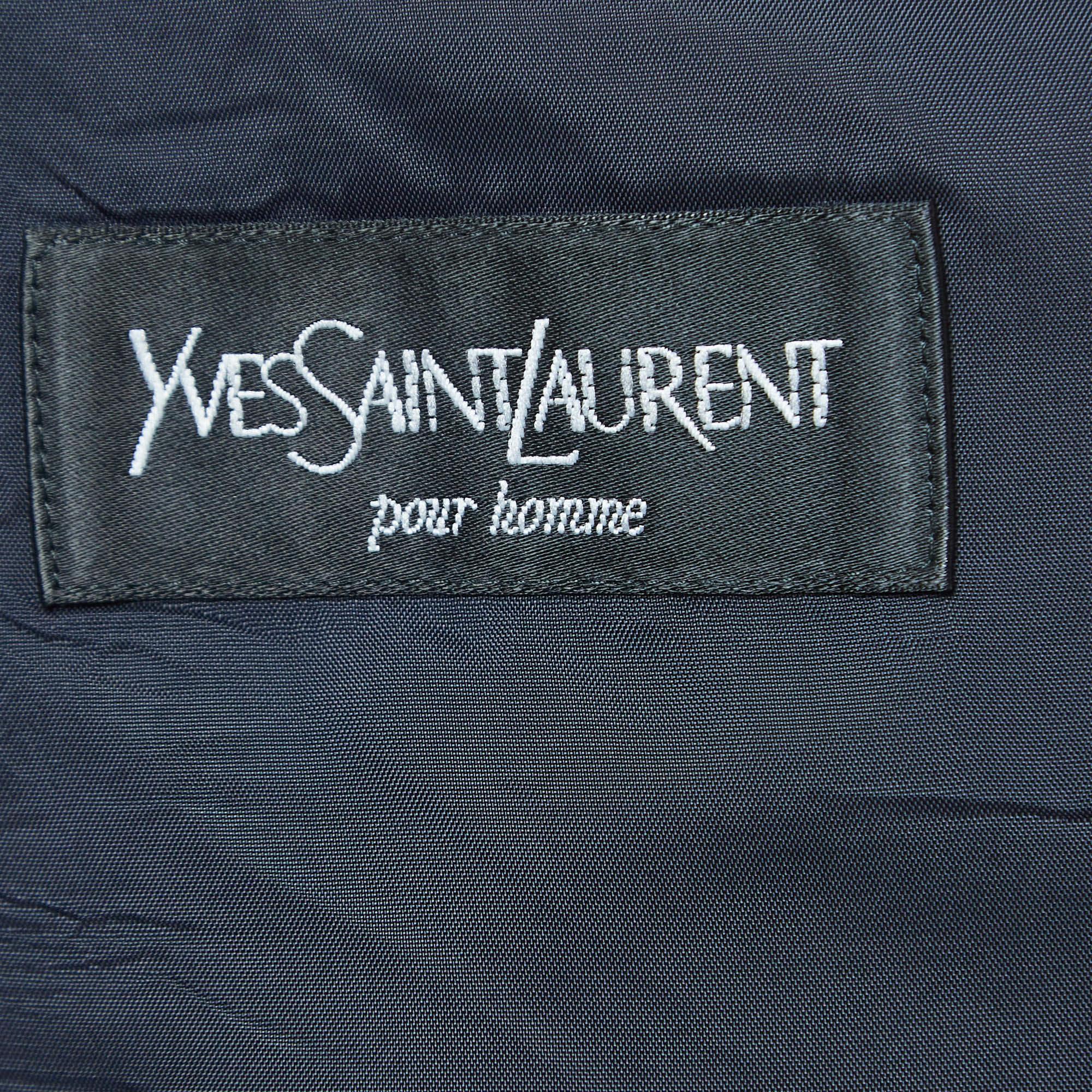 Men's Yves Saint Laurent Navy Blue Wool Double Breasted Blazer L