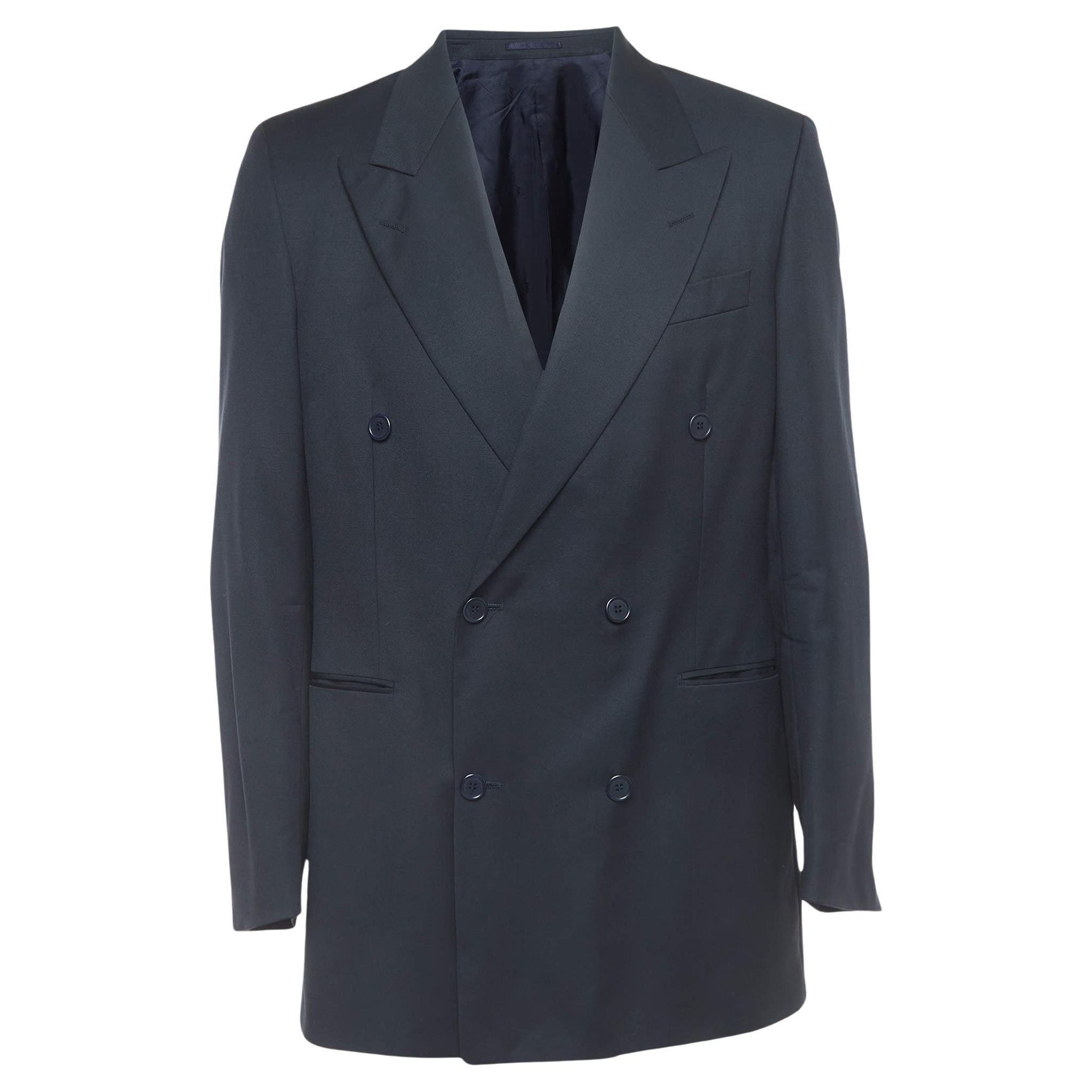 Yves Saint Laurent Navy Blue Wool Double Breasted Blazer L