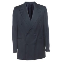 Yves Saint Laurent Navy Blue Wool Double Breasted Blazer L