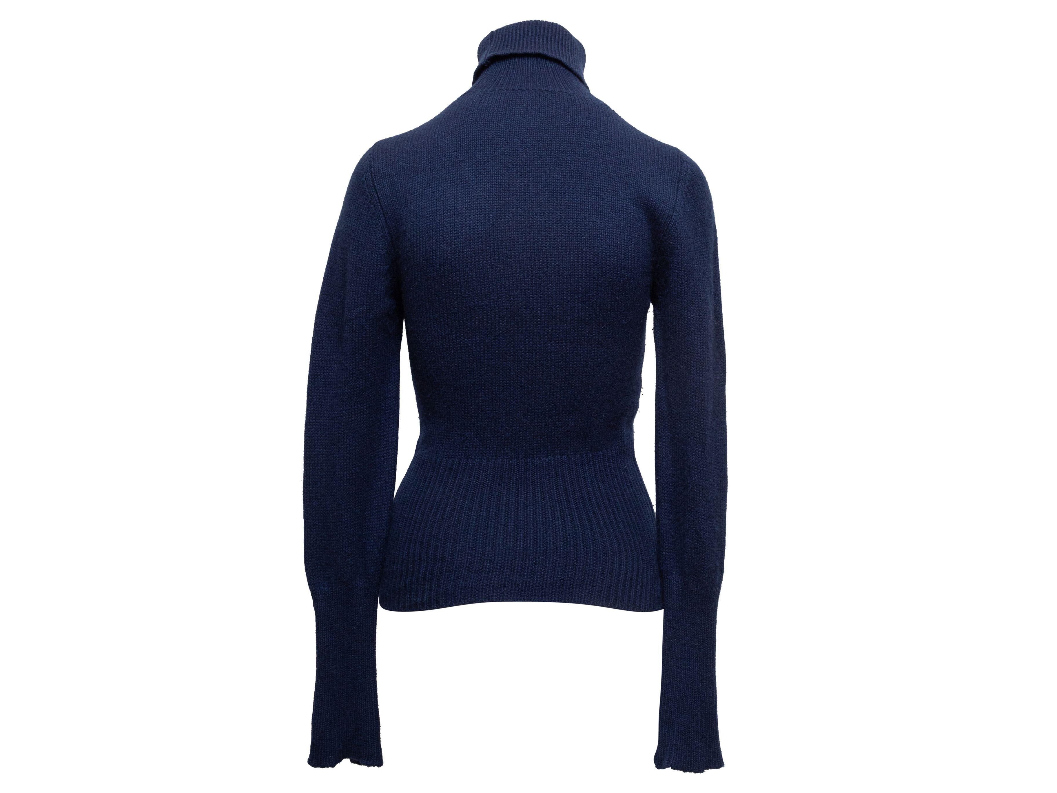 Yves Saint Laurent Navy Cashmere Turtleneck Sweater 2