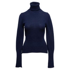 Yves Saint Laurent Navy Cashmere Turtleneck Sweater