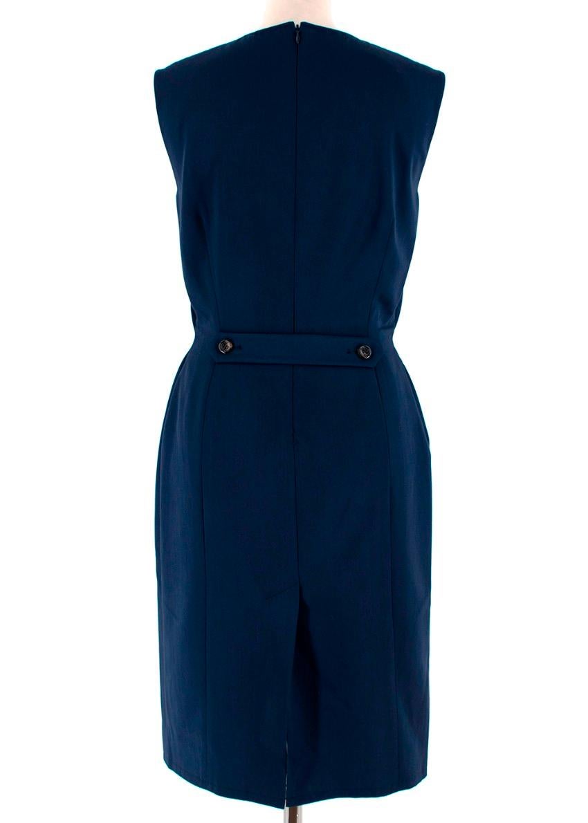 Yves Saint Laurent Navy Wool Sleeveless Shift Dress - Size US 0-2 In Excellent Condition For Sale In London, GB