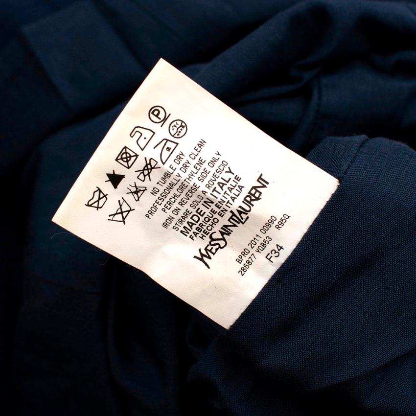 Yves Saint Laurent Navy Wool Sleeveless Shift Dress - Size US 0-2 For Sale 2