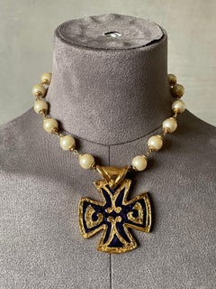 Yves Saint Laurent Pearl Necklace and Earrings Set, Circa 1990, France
