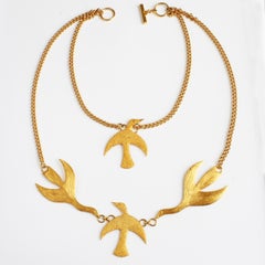 Yves Saint Laurent Necklace Birds Oversized Multi-Chain Georges Braque Vintage