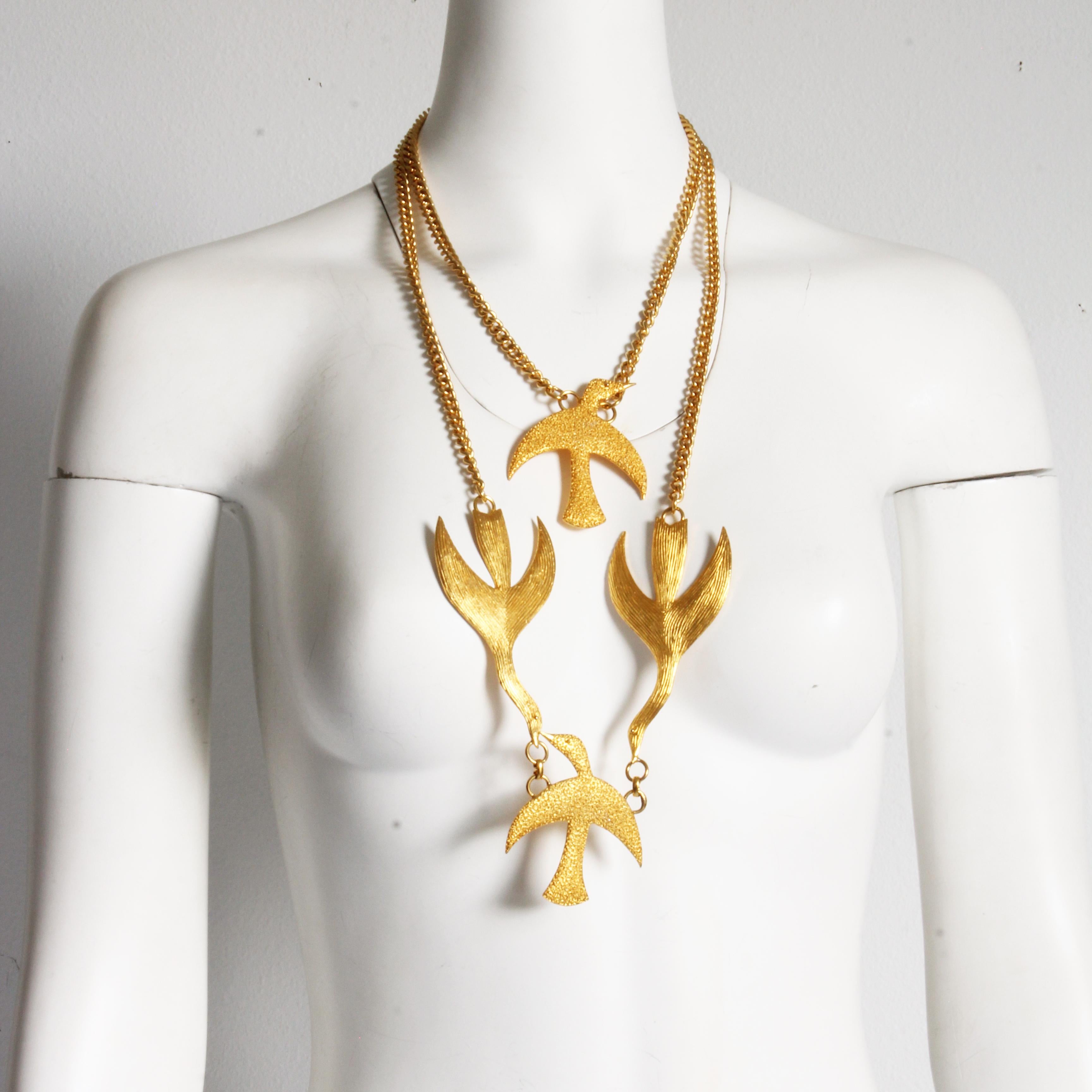Yves Saint Laurent Necklace Birds Oversized Multi-Chain Georges Braque Vintage In Good Condition For Sale In Port Saint Lucie, FL