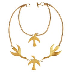 Yves Saint Laurent Collier Oiseaux surdimensionné multi-chaînes Georges Braque Vintage