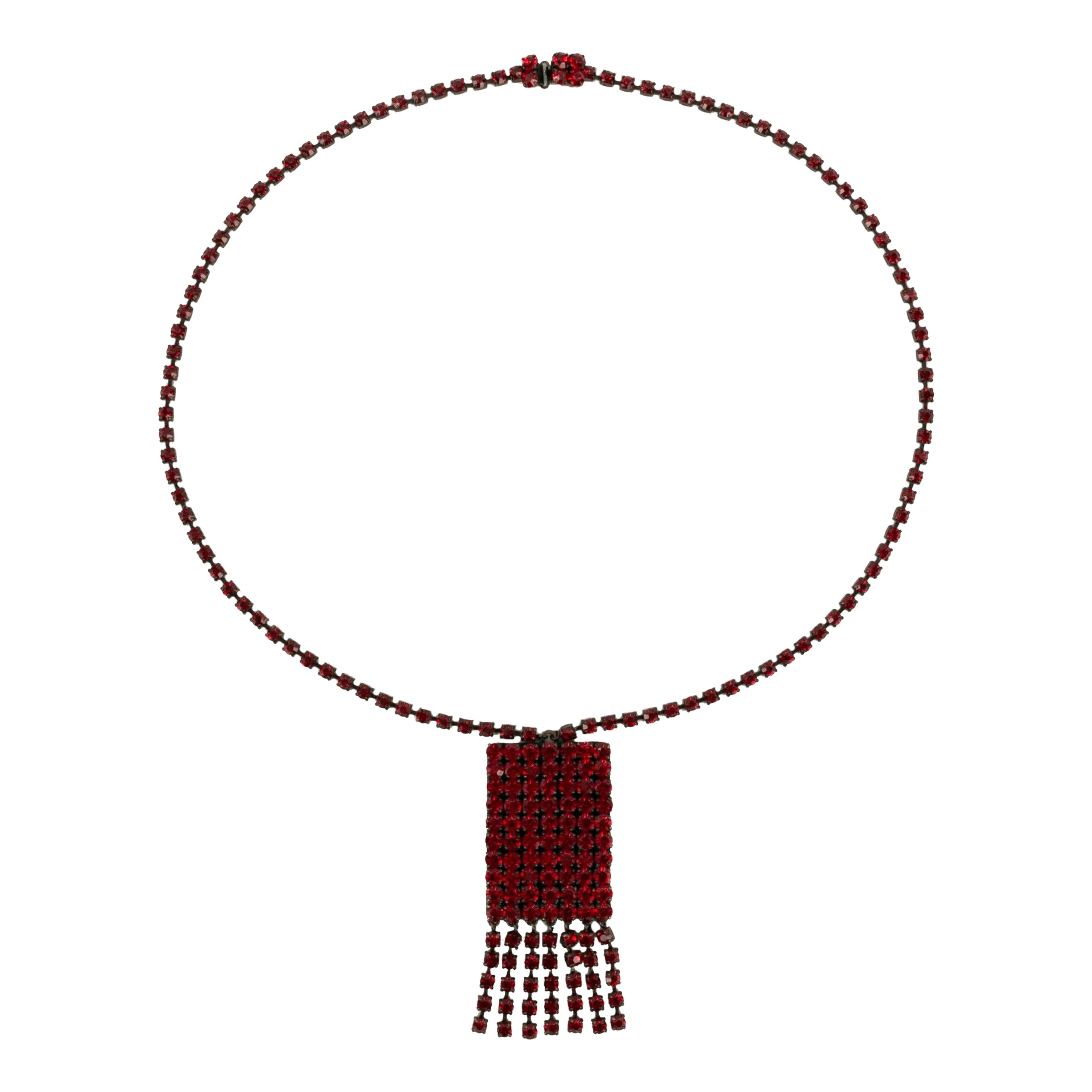 Collana di Yves Saint Laurent in metallo con strass rossi
