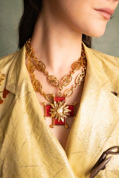 Yves Saint Laurent necklace 'Maltese cross' by Yves Saint Laurent circa 1980-199