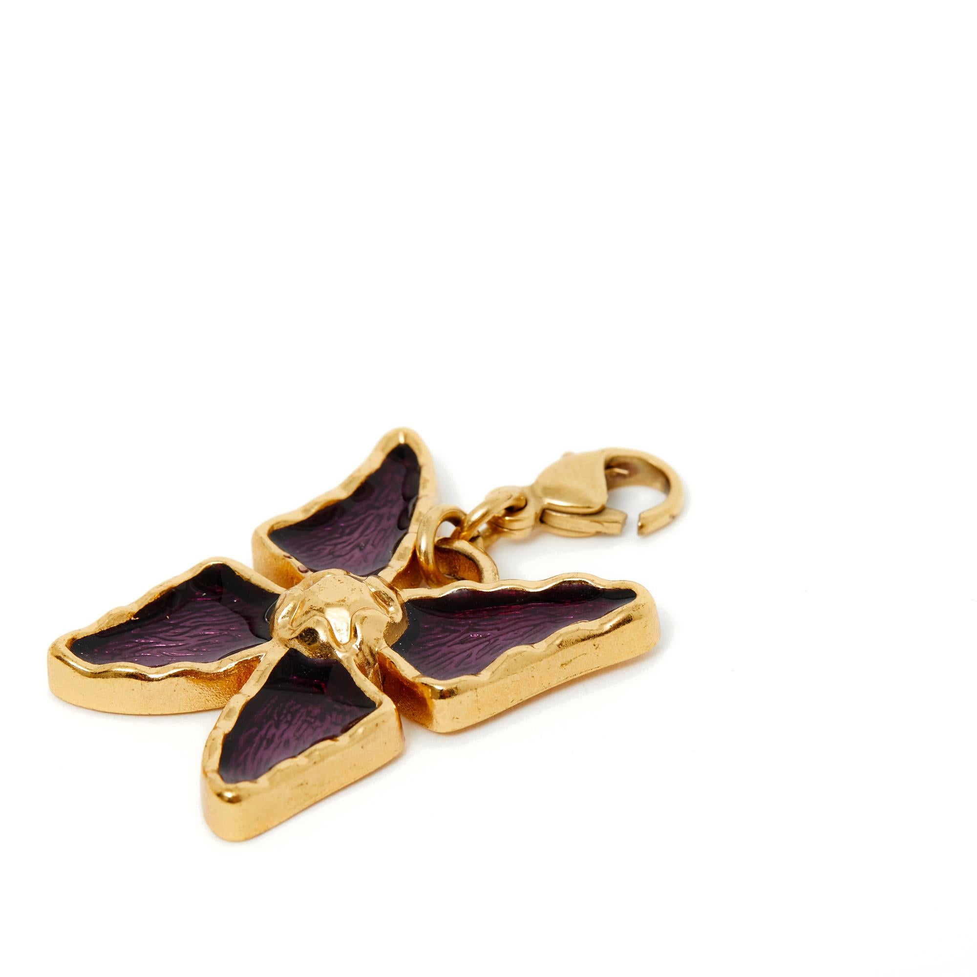Women's or Men's Yves Saint Laurent Necklace Pendant Golden Butterfly For Sale