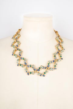 Yves Saint Laurent Necklace wIth Blue Rhinestones, 1980s