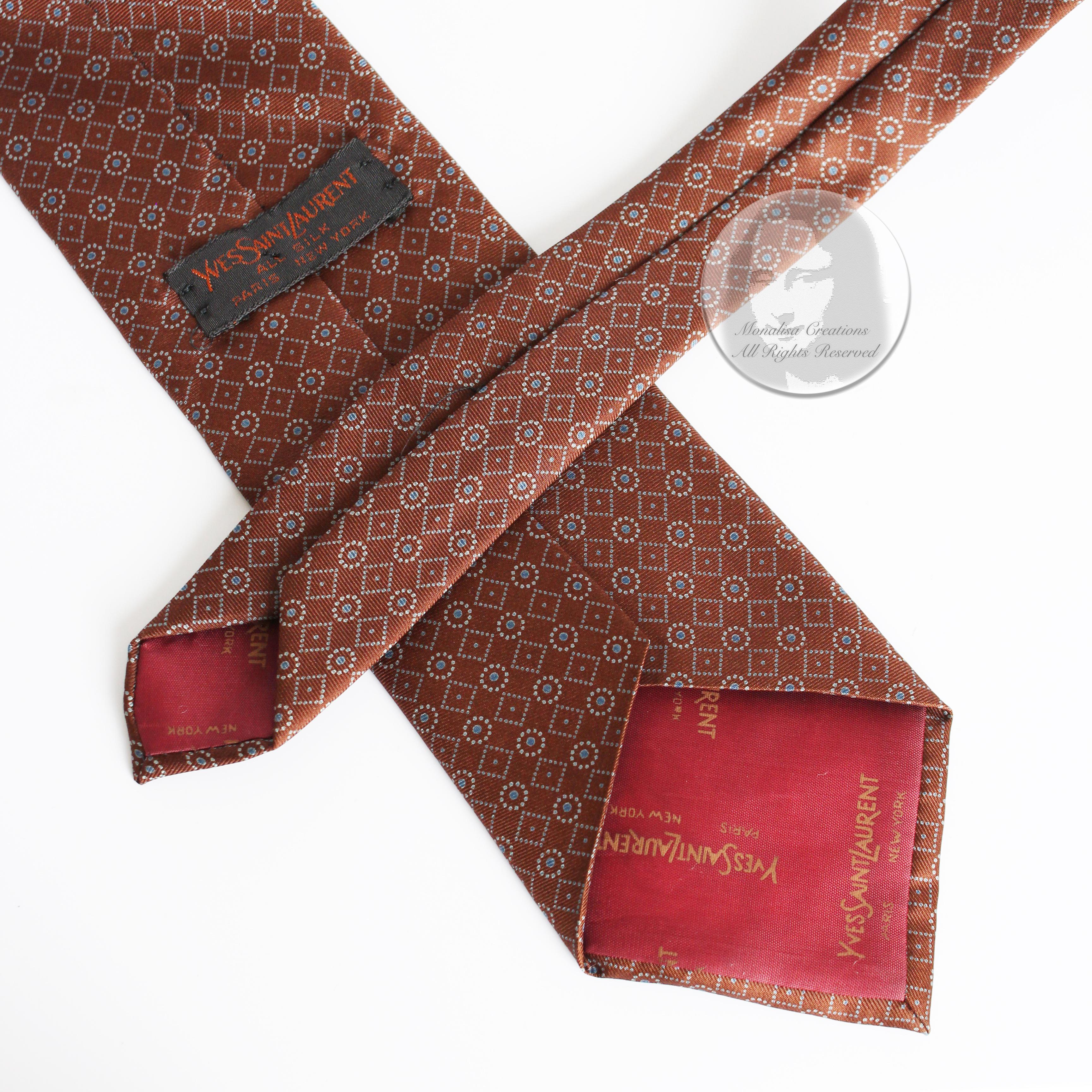 Yves Saint Laurent Necktie Mens Silk Abstract Moroccan Vintage Rare 6