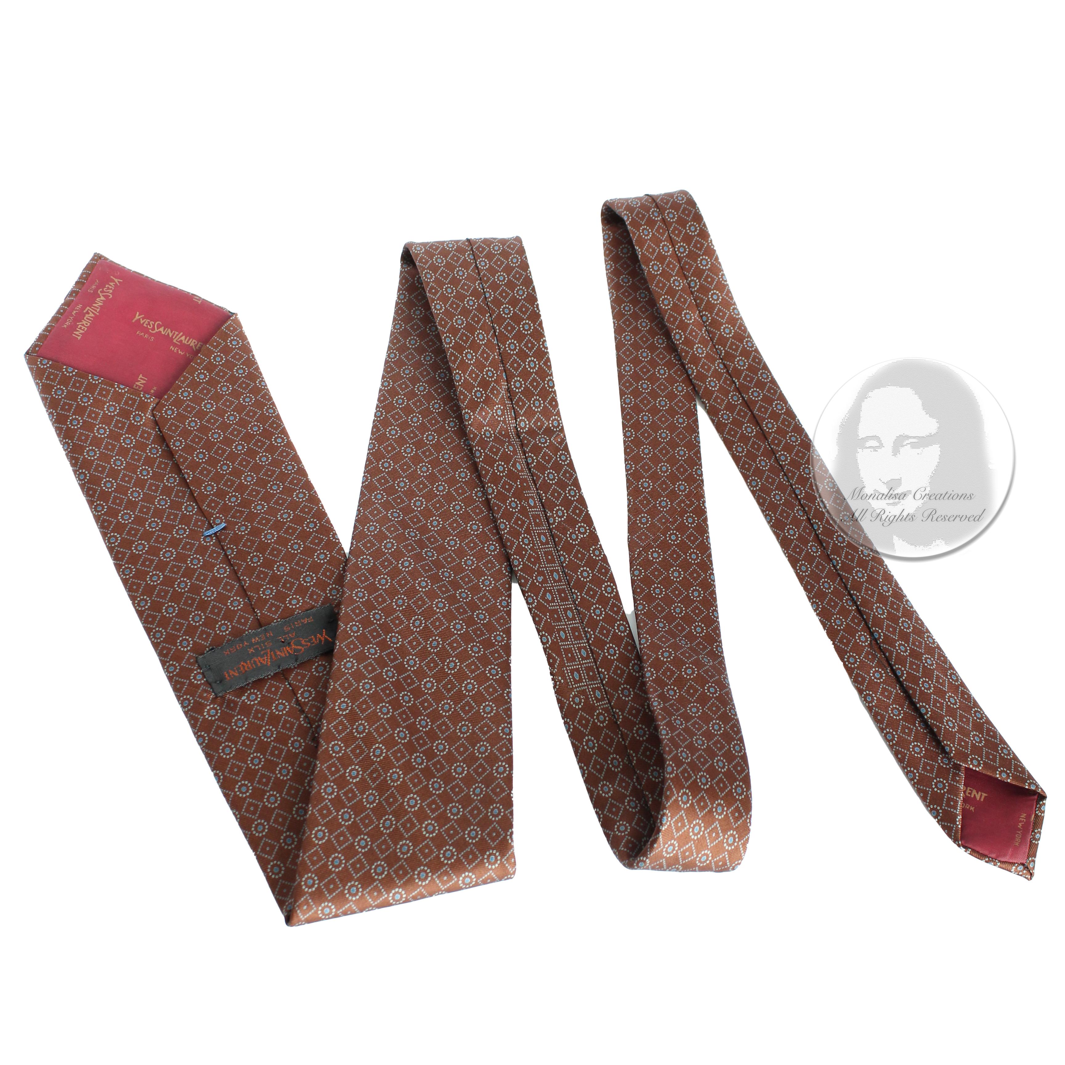 Women's or Men's Yves Saint Laurent Necktie Mens Silk Abstract Moroccan Vintage Rare