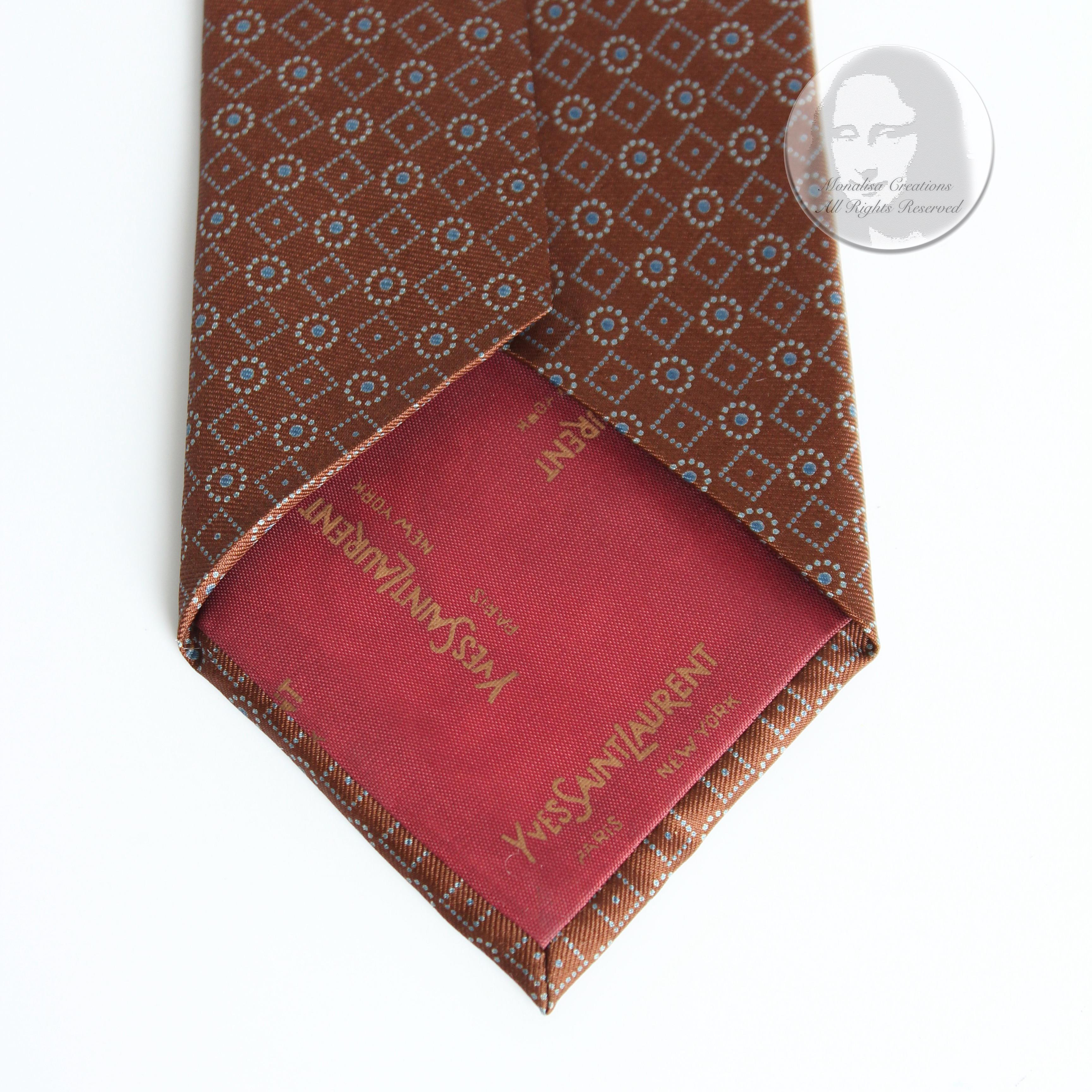 Yves Saint Laurent Necktie Mens Silk Abstract Moroccan Vintage Rare 4