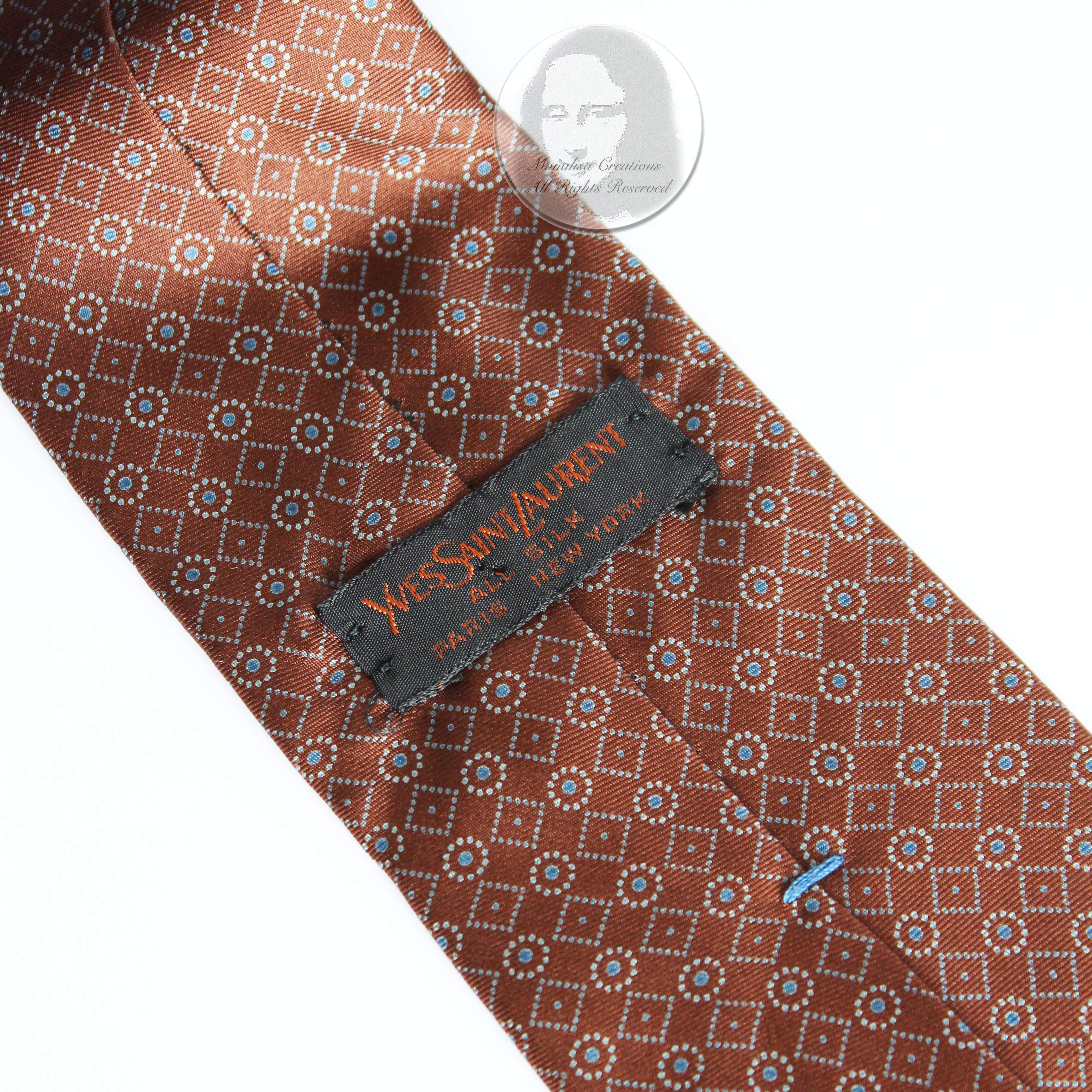 Yves Saint Laurent Necktie Mens Silk Abstract Moroccan Vintage Rare 5