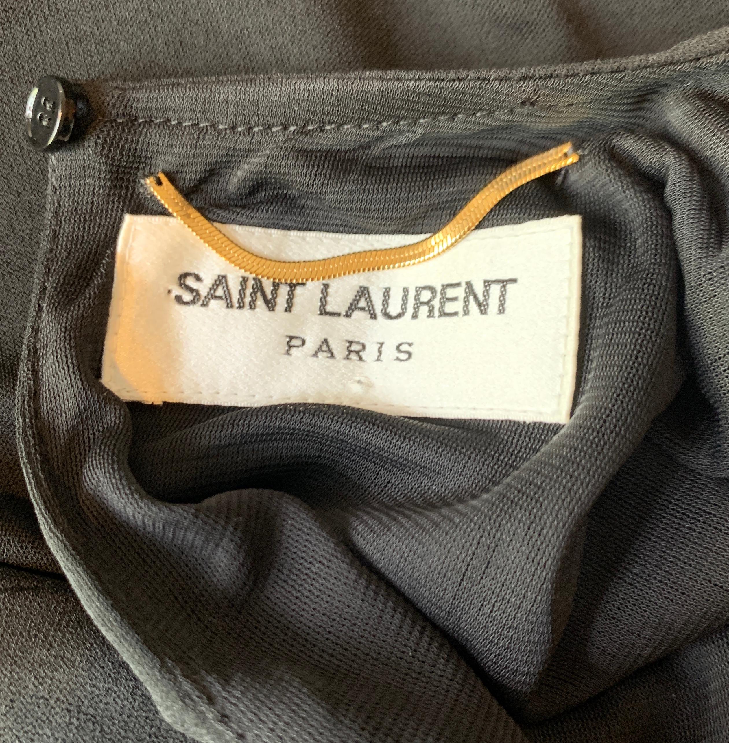 Yves Saint Laurent New Black Dress with Silver Crystal Star Charm Long Sleeve 2