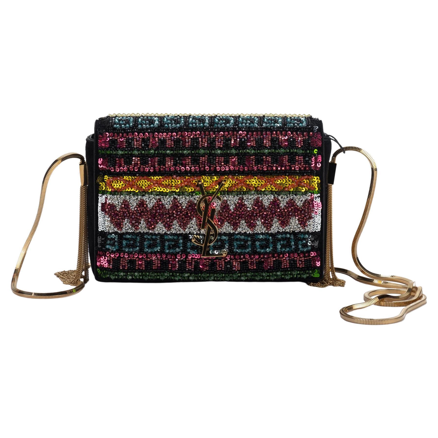 Yves Saint Laurent New Black Suede and Seabeads Crossbody For Sale at  1stDibs | ysl multicolor bag