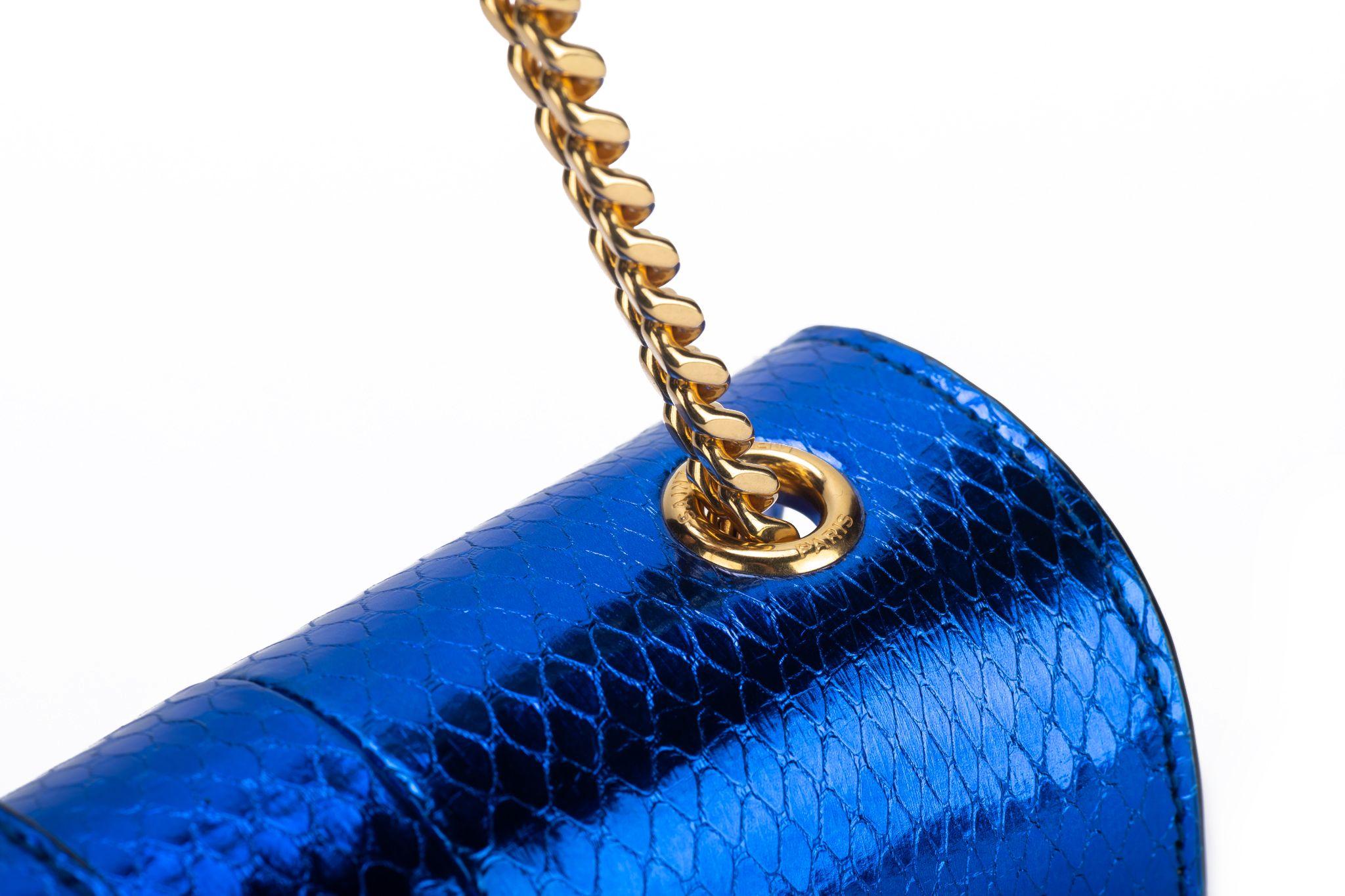 Yves Saint Laurent New Blue Python Cross Body Bag For Sale 3