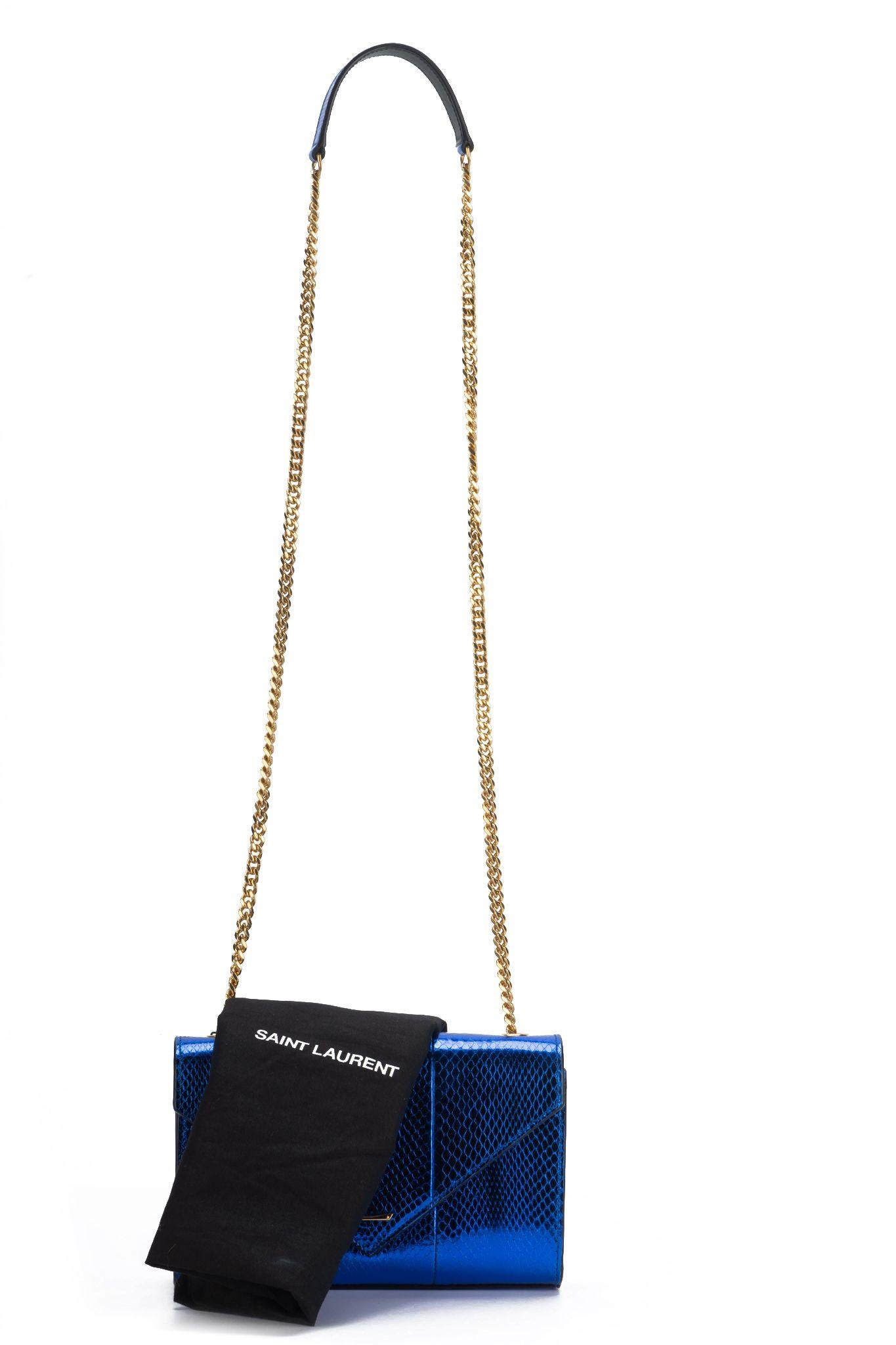 Yves Saint Laurent New Blue Python Cross Body Bag For Sale 7