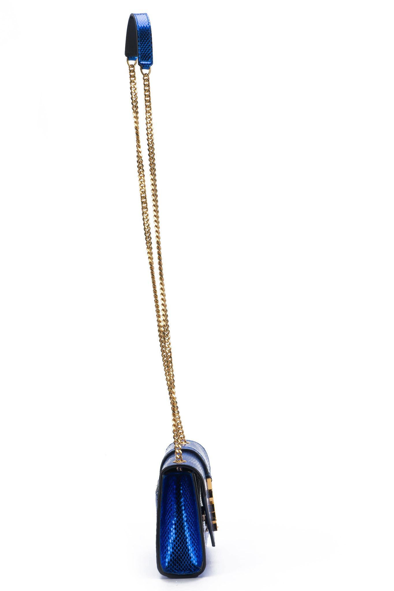 Yves Saint Laurent Neue blaue Python Crossbody Tasche (Blau) im Angebot