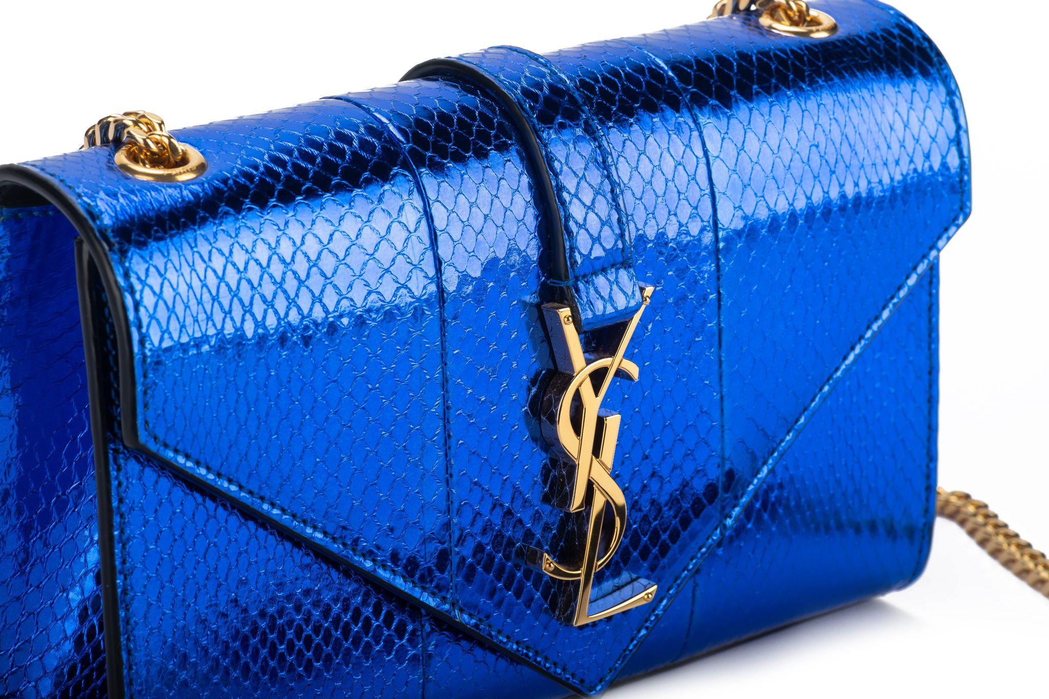 Yves Saint Laurent New Blue Python Cross Body Bag In New Condition For Sale In West Hollywood, CA