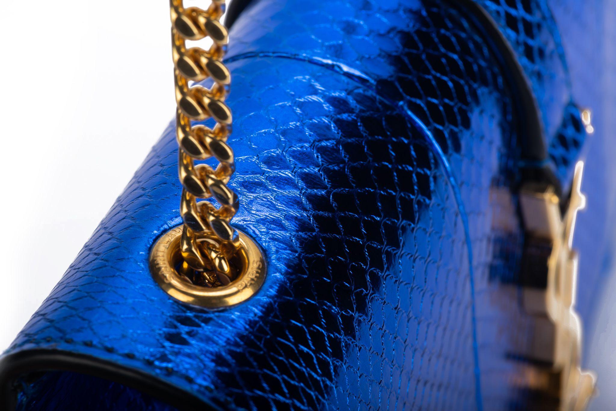 Yves Saint Laurent New Blue Python Cross Body Bag For Sale 1