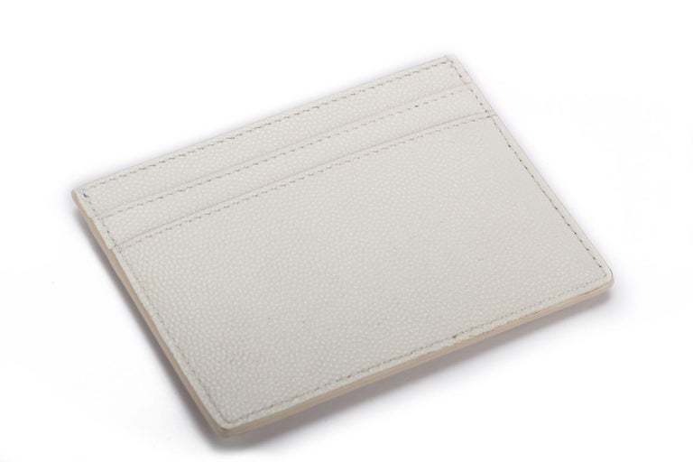 Yves Saint Laurent New White Pebbled Leather CC Case For Sale at 1stDibs