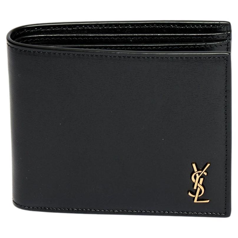 Yves Saint Laurent NIB Black Leather Bifold Wallet For Sale