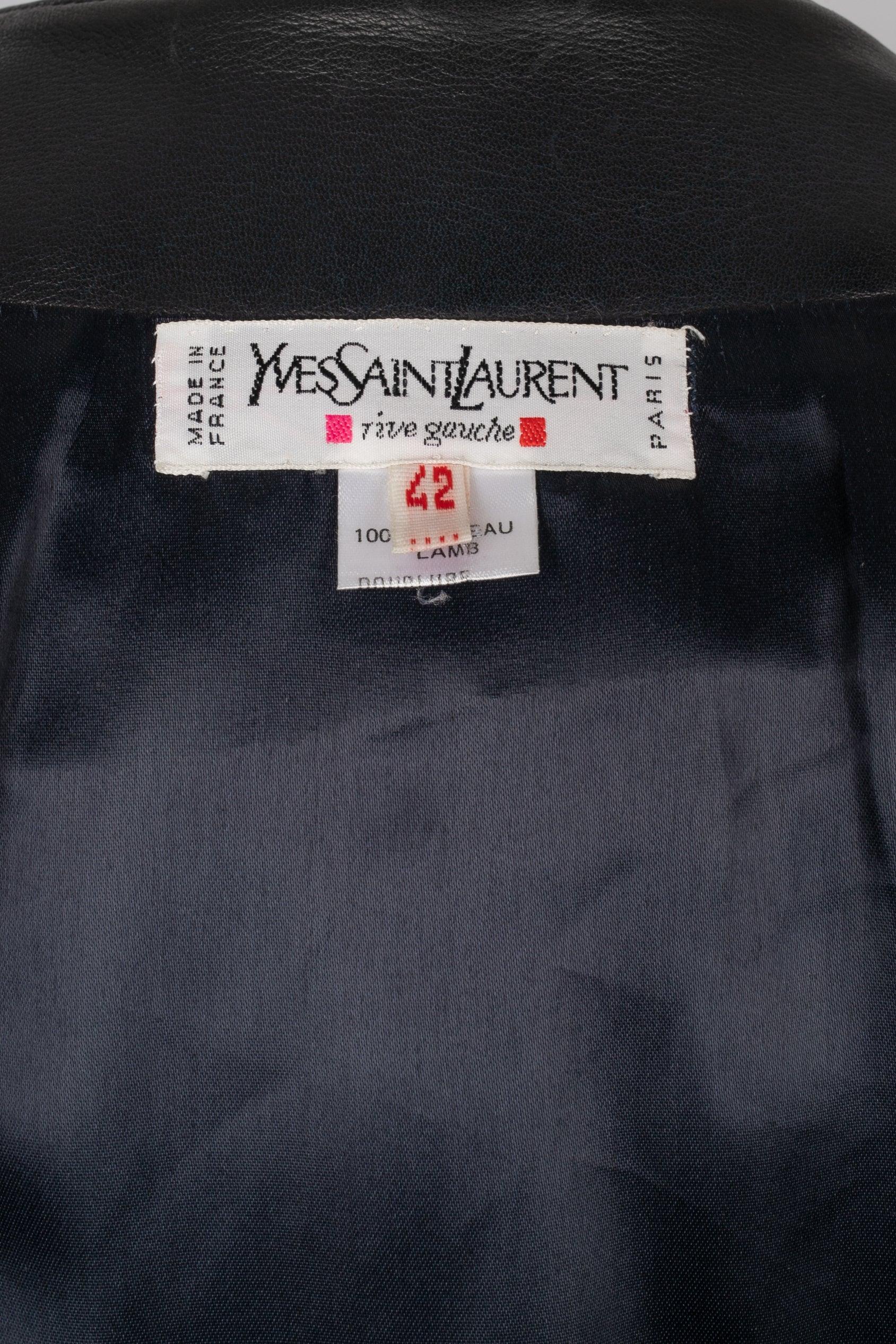 Yves Saint Laurent Night Blue Lamb Leather Jacket For Sale 4
