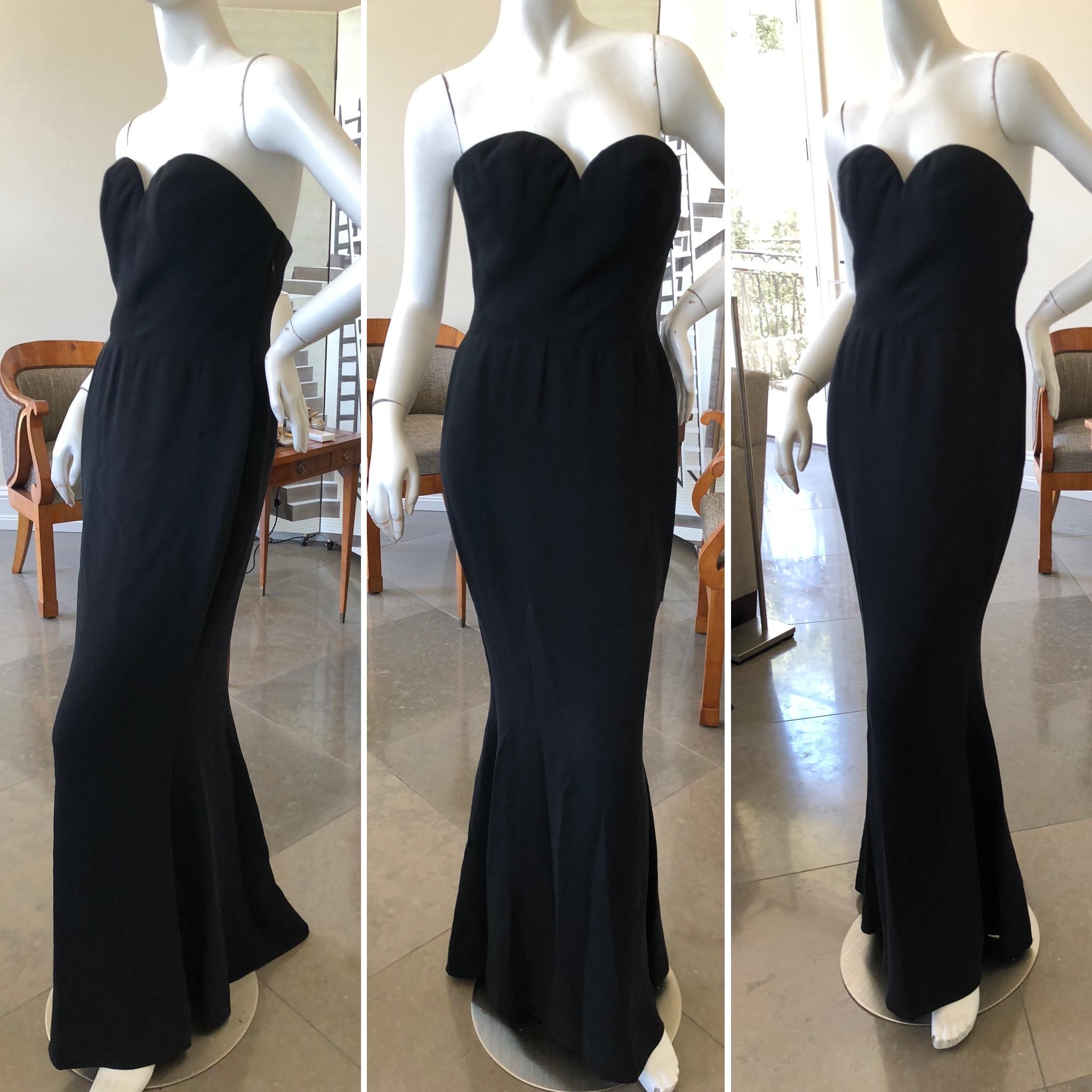 Black Yves Saint Laurent Numbered Haute Couture 1990's Evening Dress w Detachable Flou For Sale