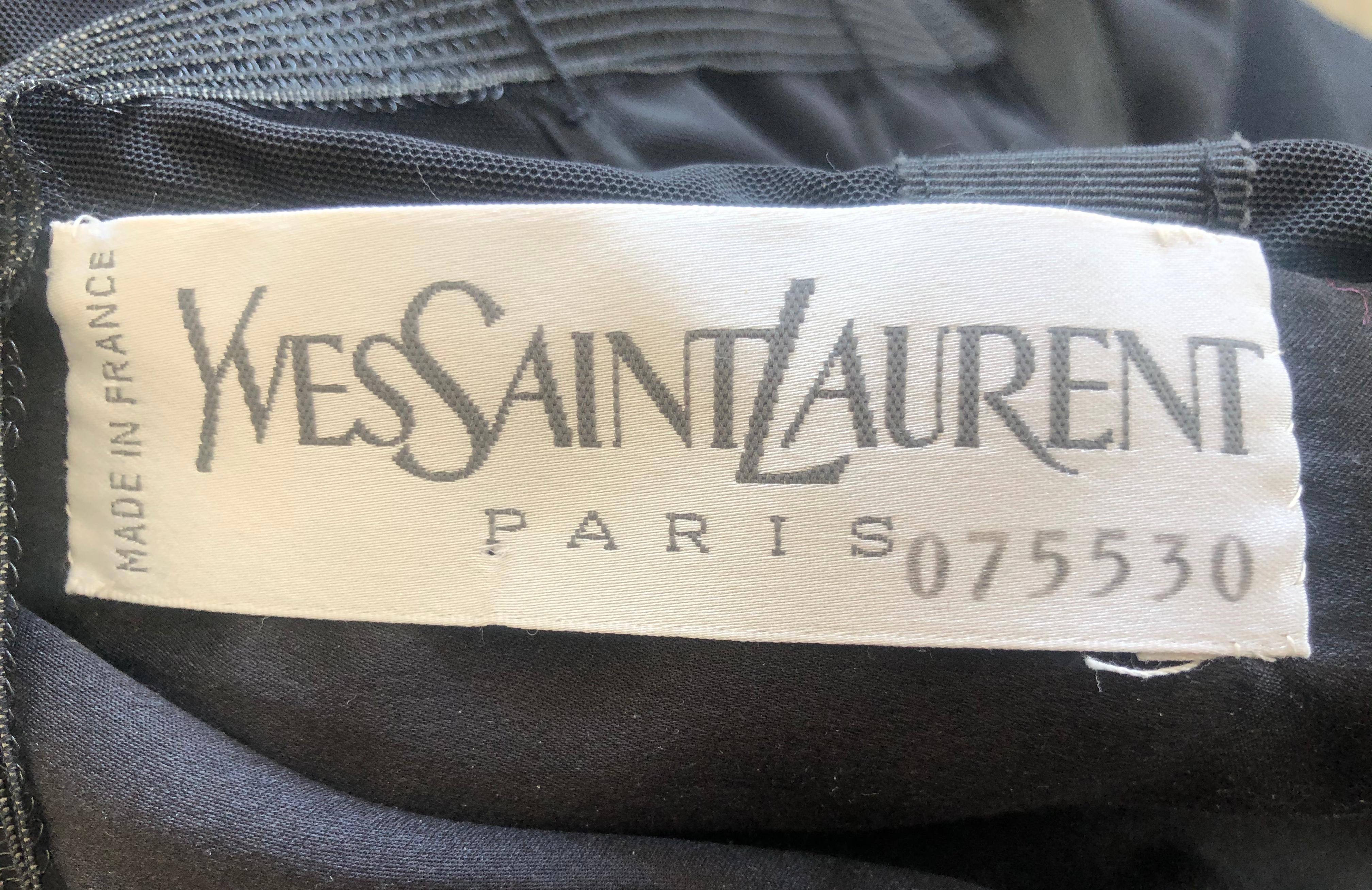 Women's Yves Saint Laurent Numbered Haute Couture 1990's Evening Dress w Detachable Flou For Sale