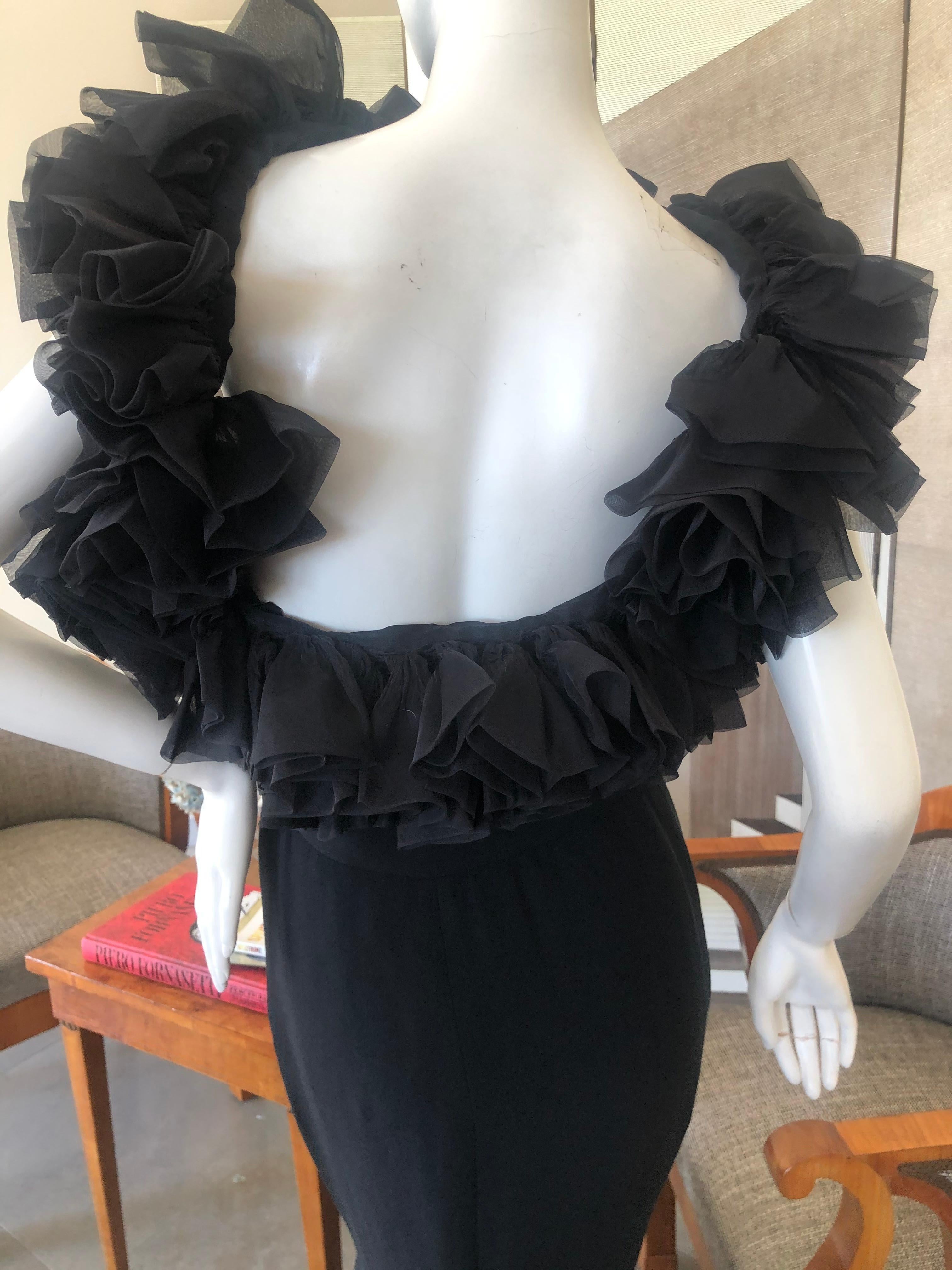 Yves Saint Laurent Numbered Haute Couture 1990's Evening Dress w Detachable Flou For Sale 3
