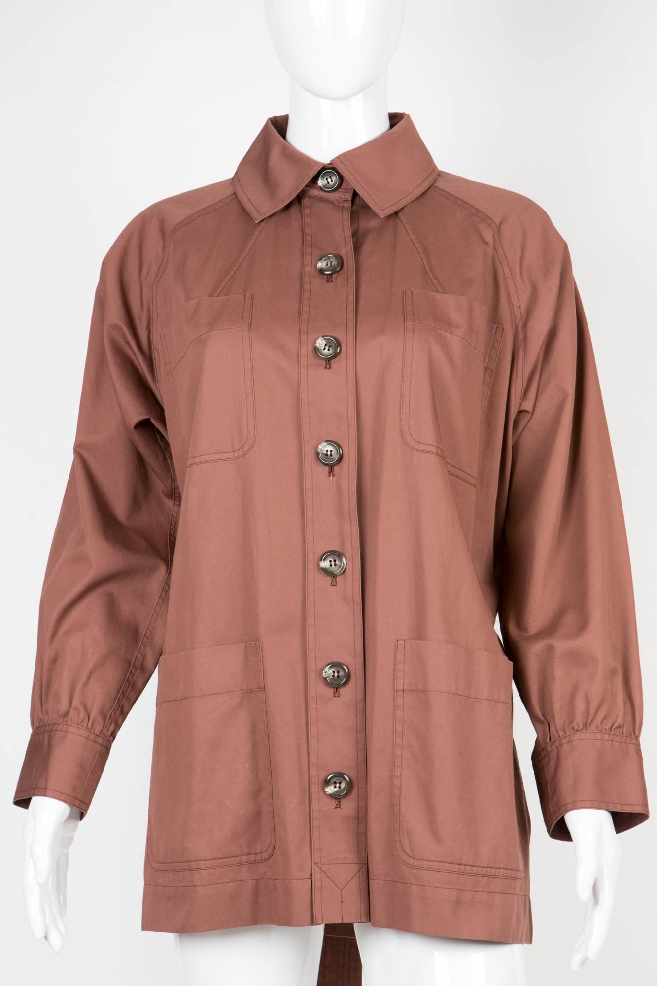 Brown Yves Saint Laurent Nut YSL Safari  Cotton Jacket