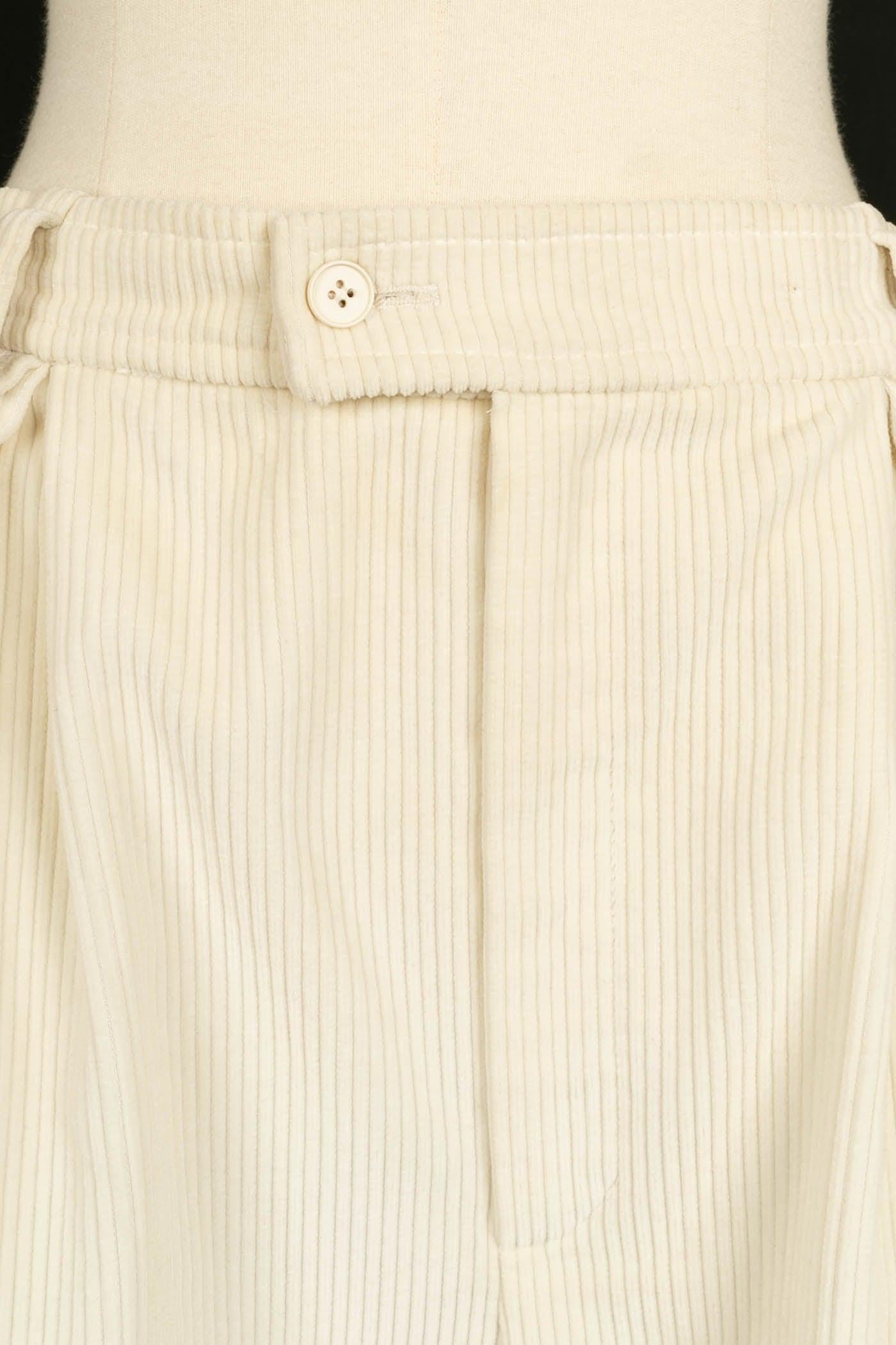 Yves Saint Laurent Off White Corduroy Pants, Size 36FR 8