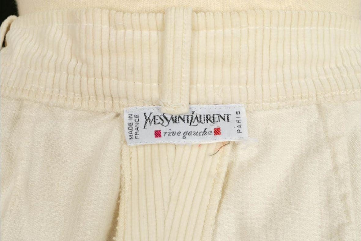 Yves Saint Laurent Off White Corduroy Pants, Size 36FR 10