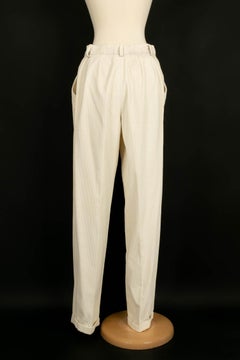 Yves Saint Laurent Off White Corduroy Pants, Size 36FR
