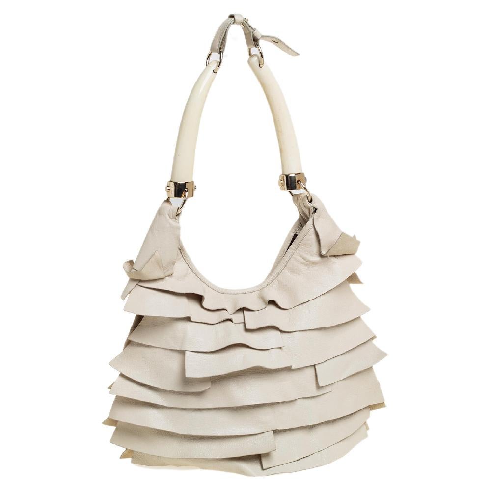 white ruffle bag