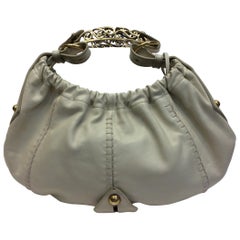 Yves Saint Laurent Off White Shoulder Bag with Metal Handle