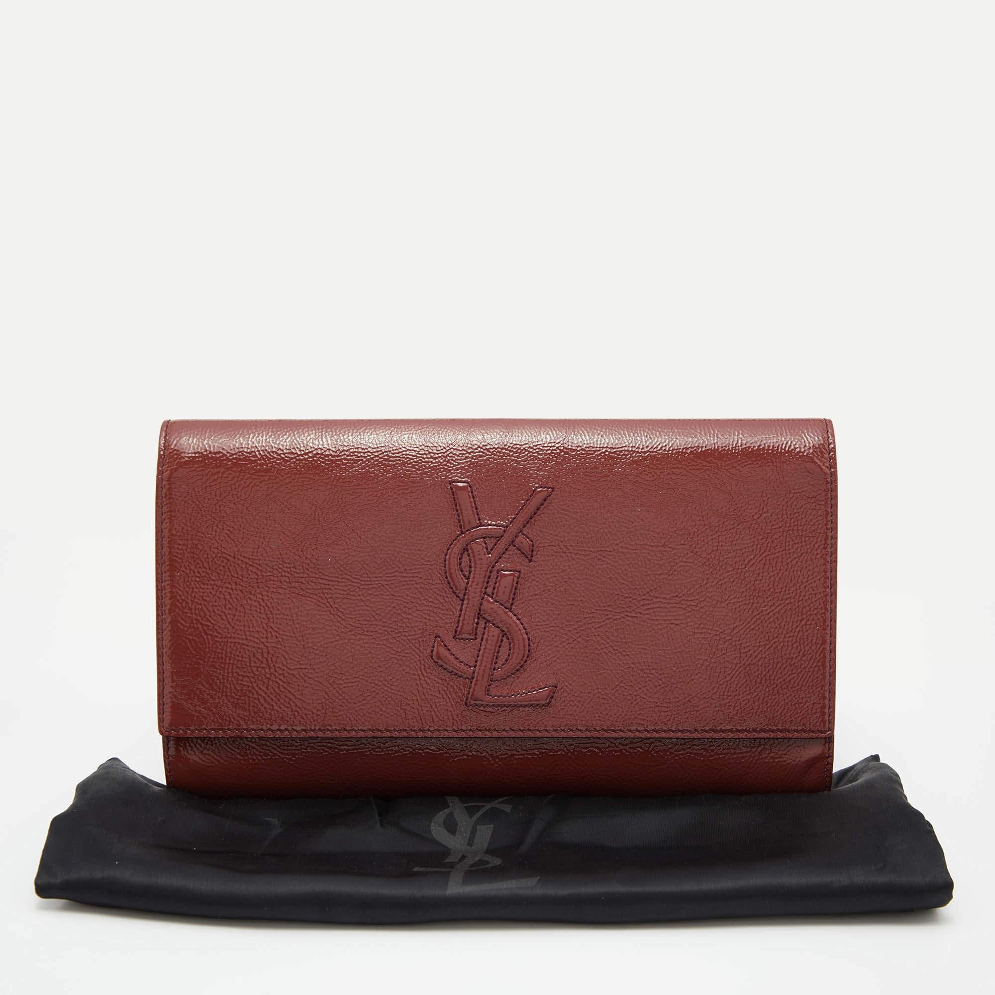 Yves Saint Laurent Old Rose Patent Leather Belle De Jour Flap Clutch 3