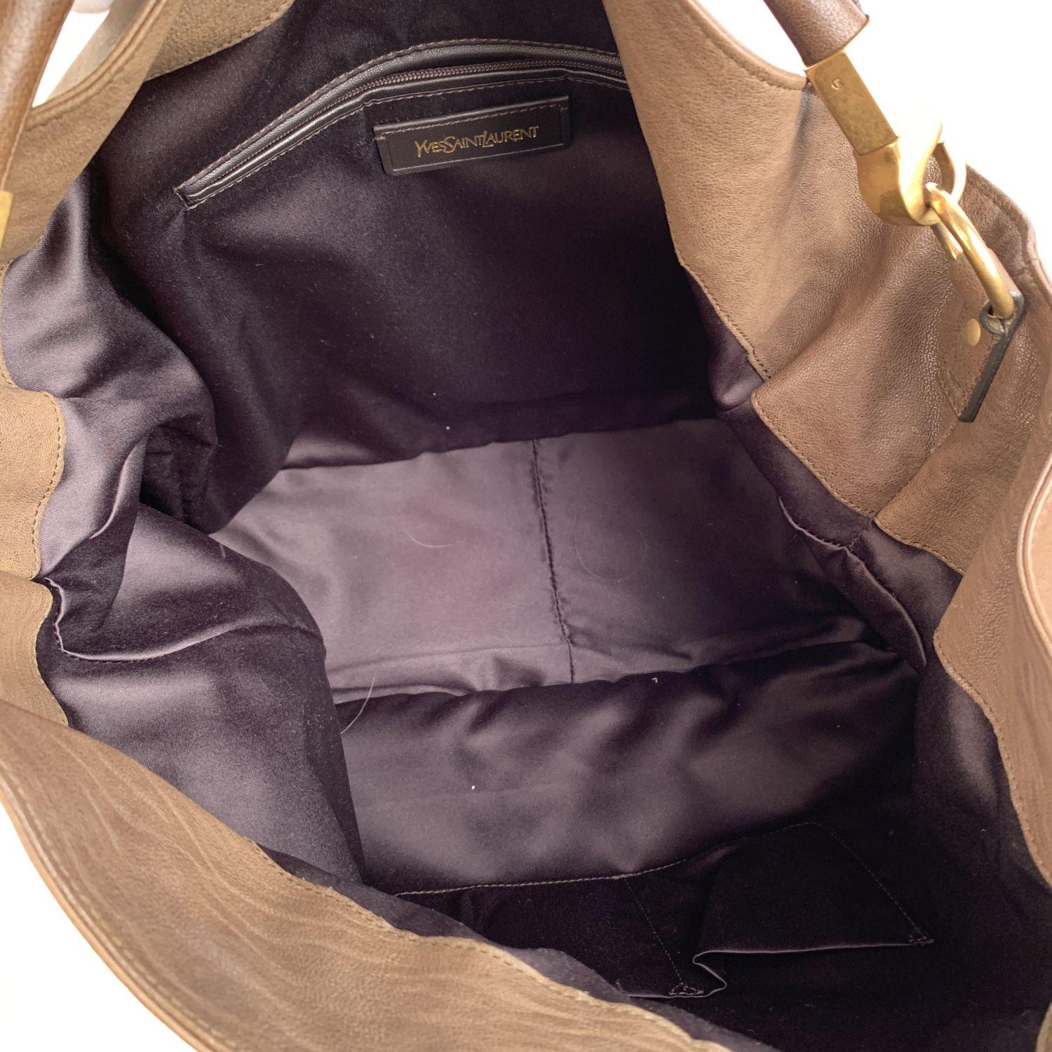 Yves Saint Laurent Olive Green Leather Roady Large Hobo Tote In Excellent Condition In Rome, Rome