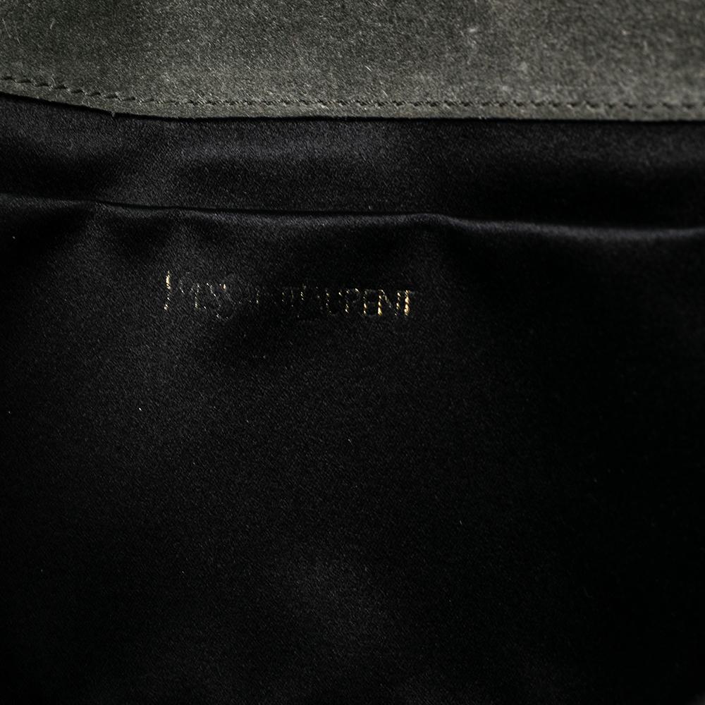 Women's Yves Saint Laurent Olive Green Patent Leather Y-Ligne Clutch