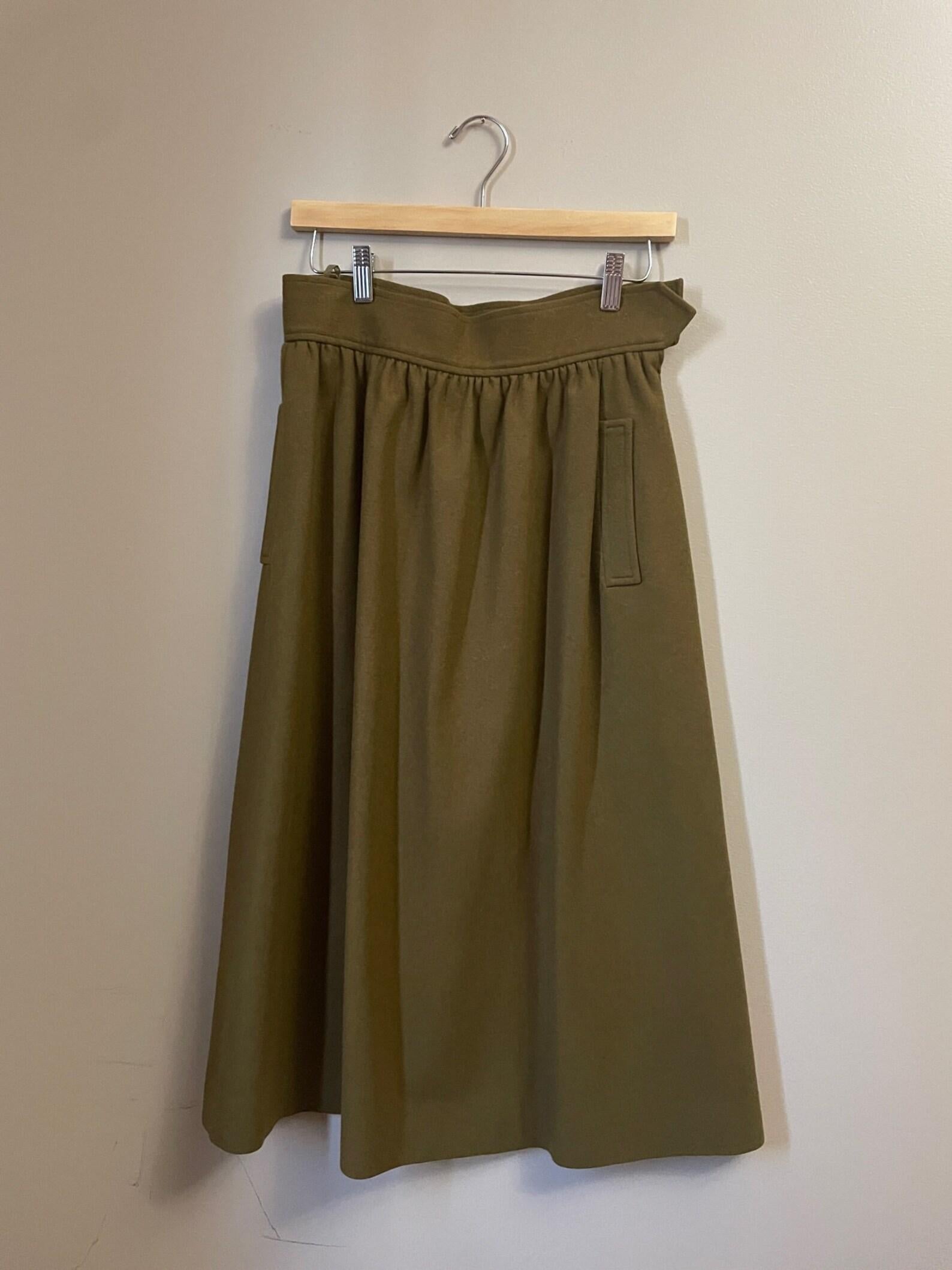 Yves Saint Laurent Olive Green Skirt For Sale 6