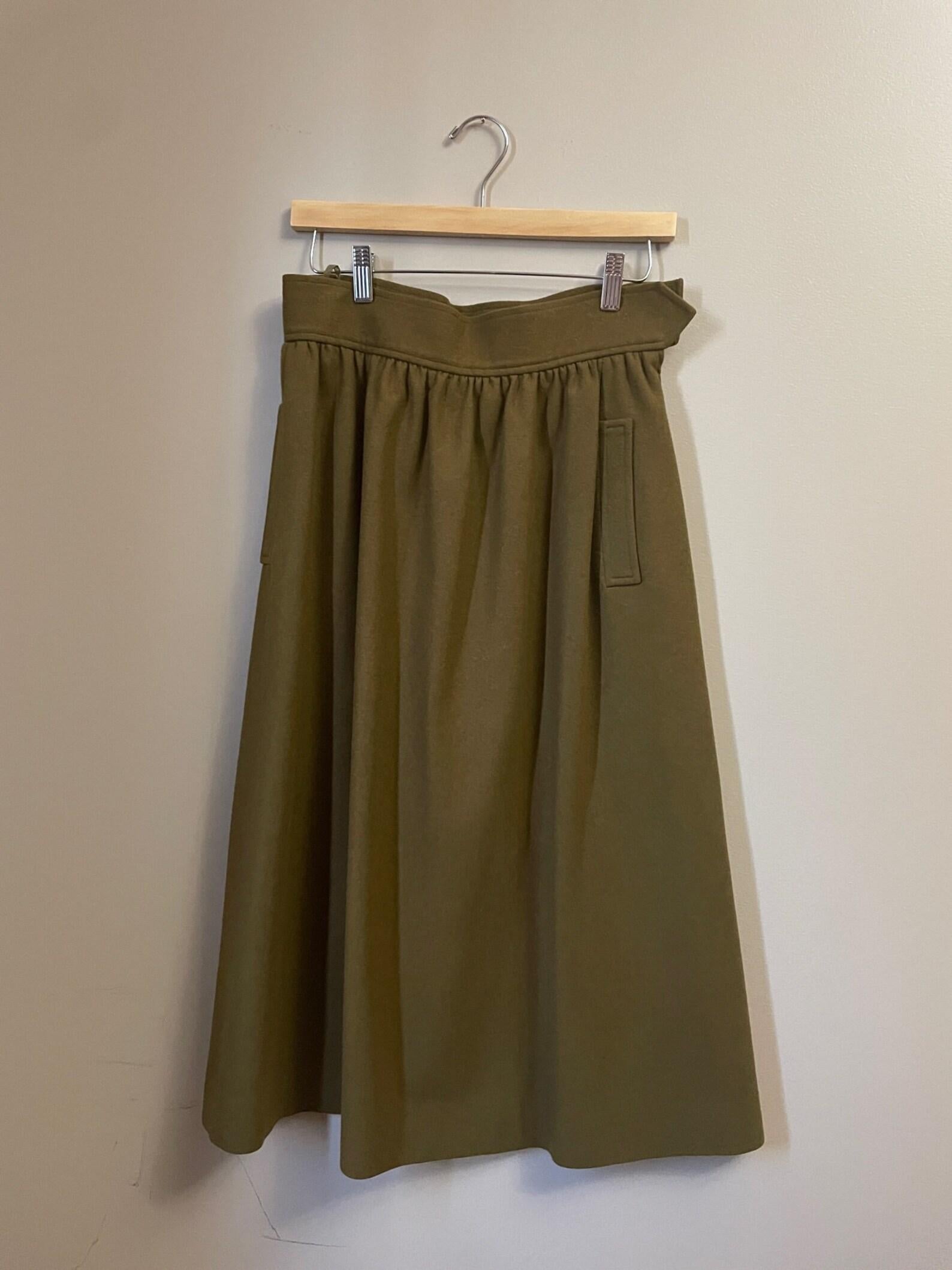 Yves Saint Laurent Olive Green Skirt For Sale 5