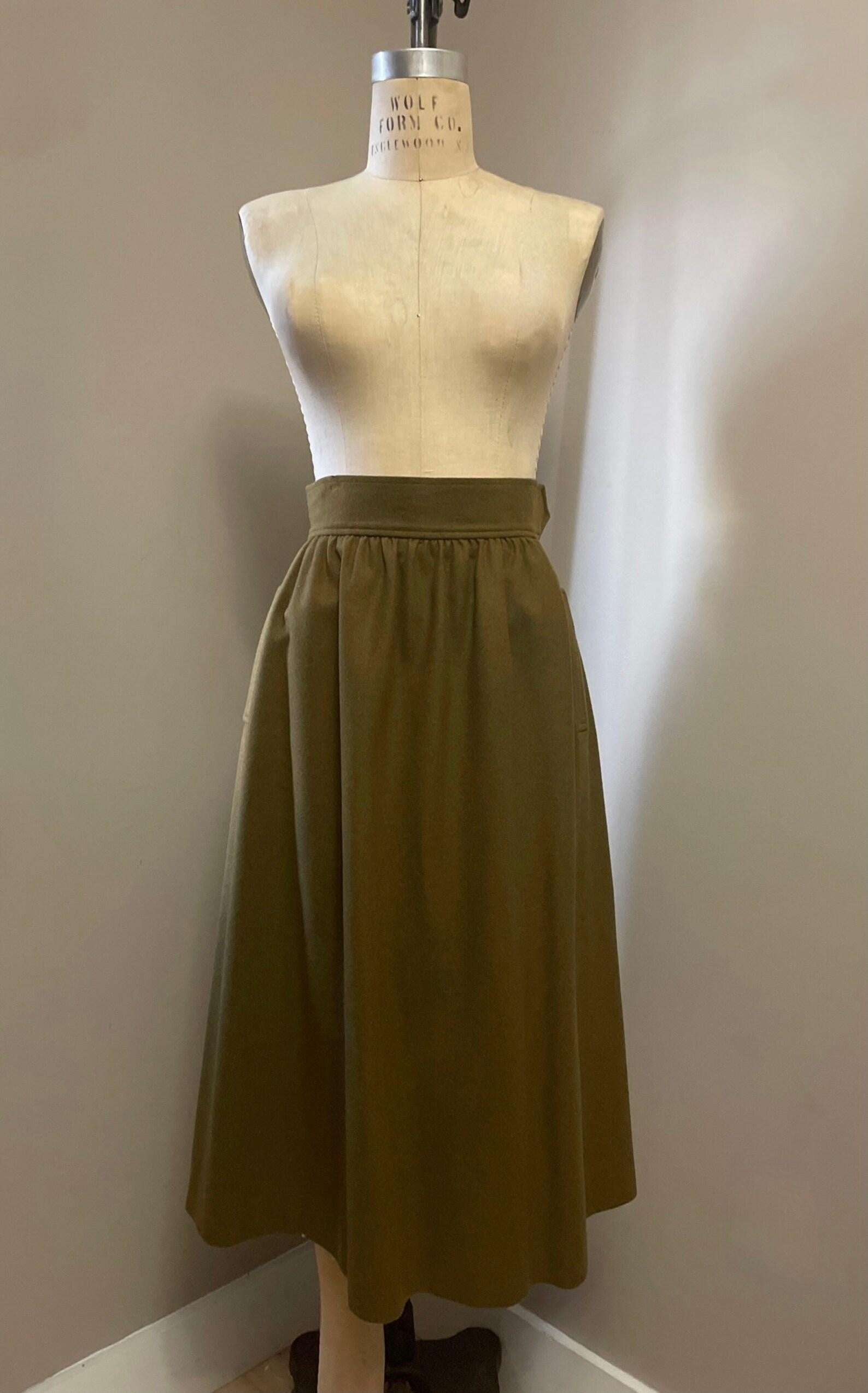 Women's Yves Saint Laurent Olive Green Skirt For Sale