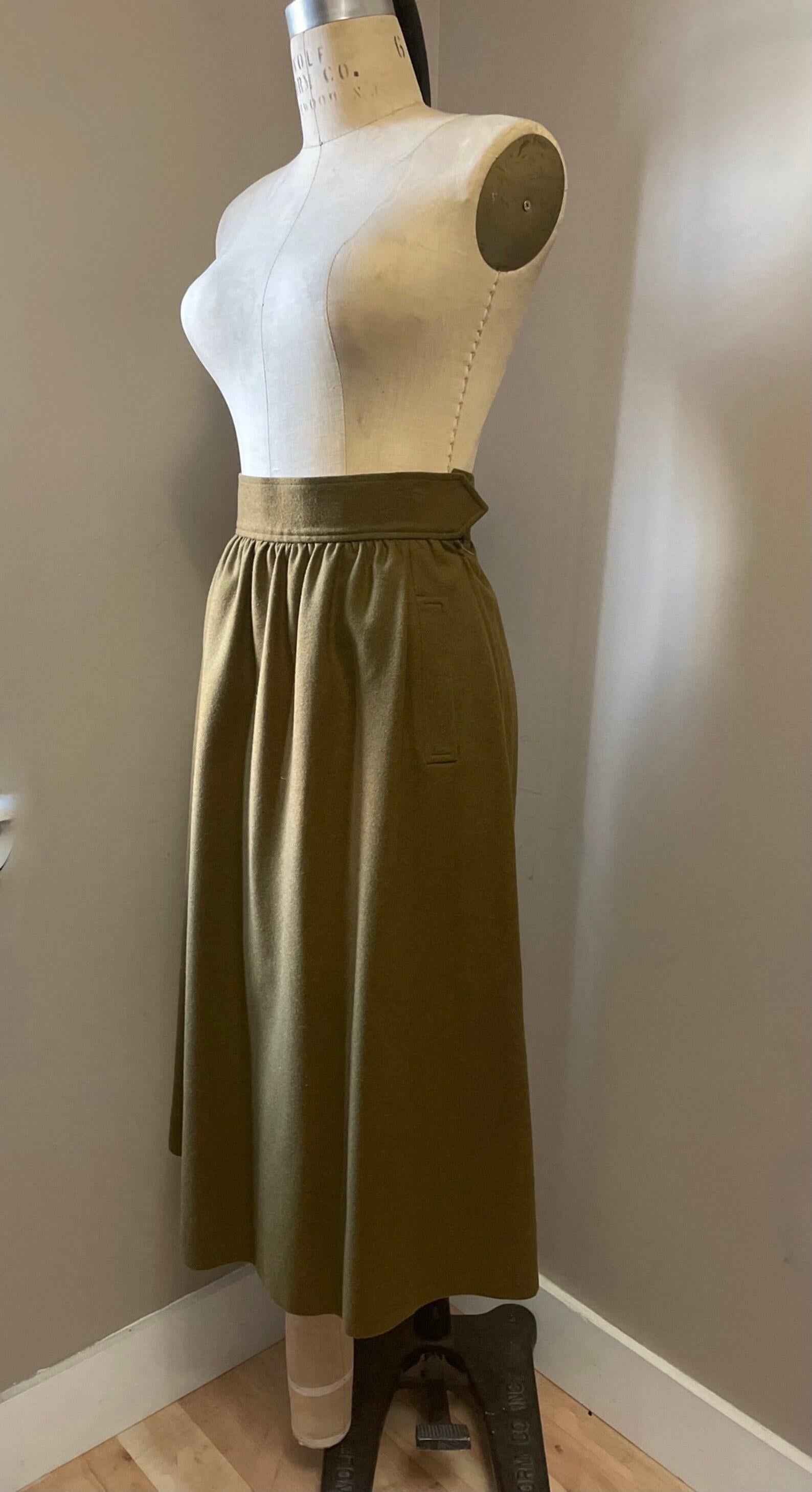 Yves Saint Laurent Olive Green Skirt For Sale 1