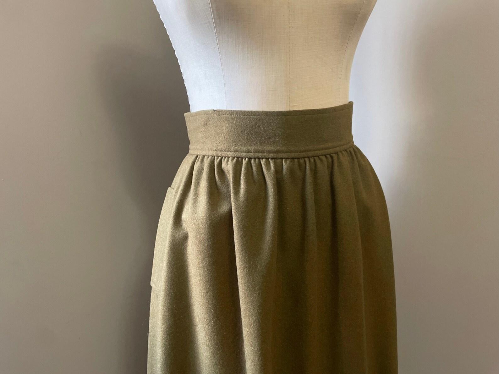 Yves Saint Laurent Olive Green Skirt For Sale 3